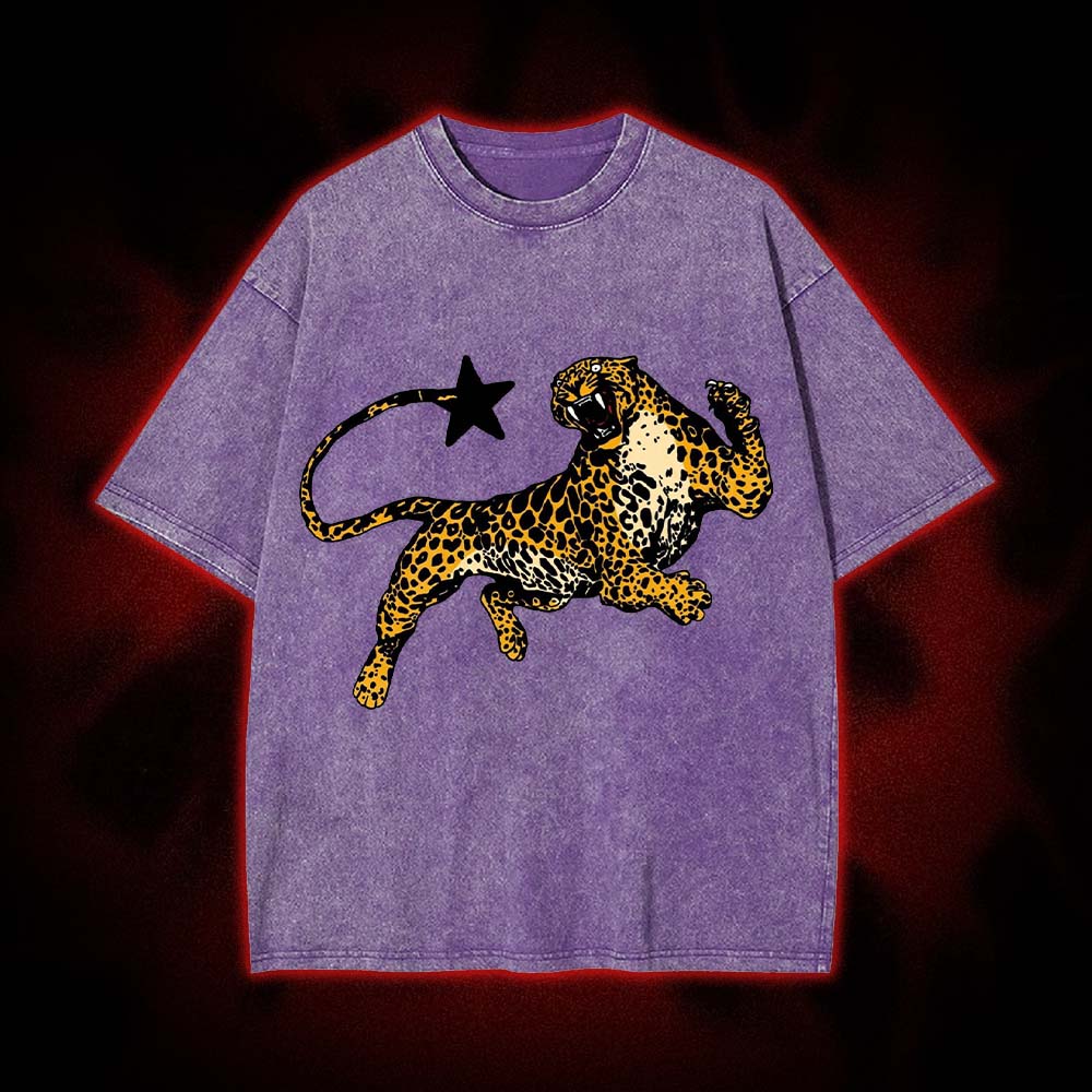 Roaring Leopard's Stellar Leap Washed Tshirt