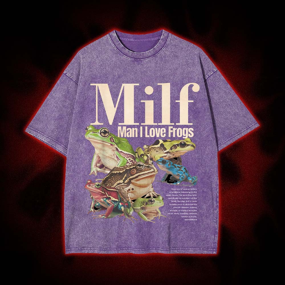 Man I Love Frogs Washed Tshirt