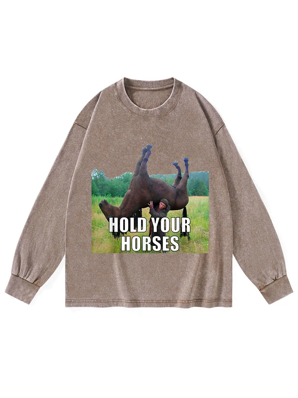 Hold Your Horses Washed Long-Sleeve Tshirt