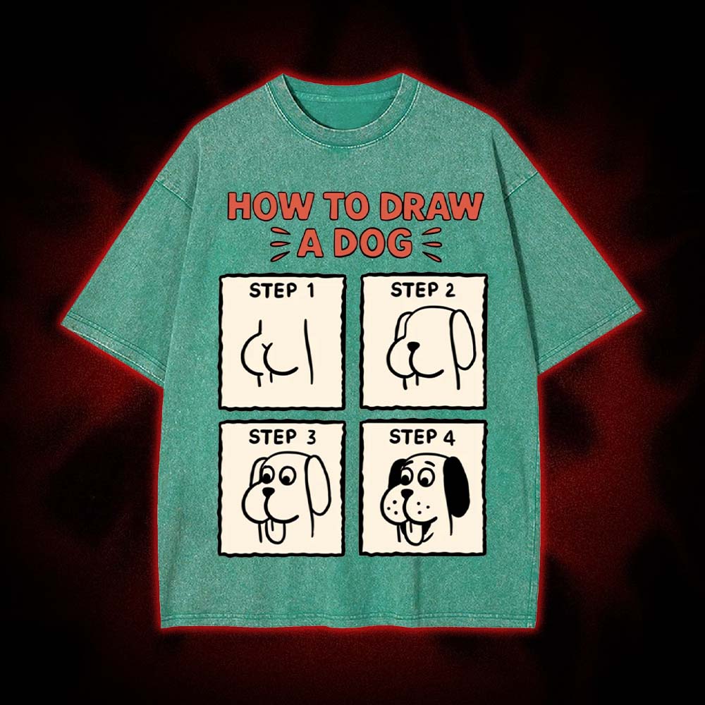 How to Draw a Dog Washed Tshirt