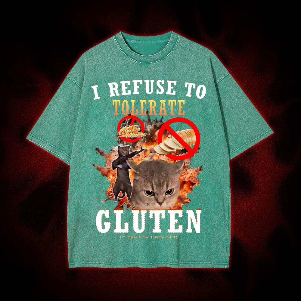 Angry Cats Against Gluten Washed Tshirt