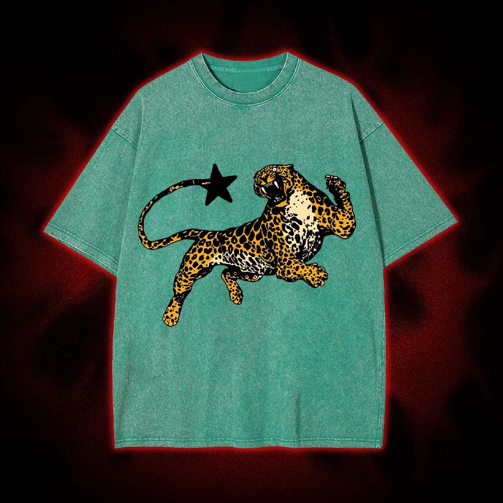 Roaring Leopard's Stellar Leap Washed Tshirt