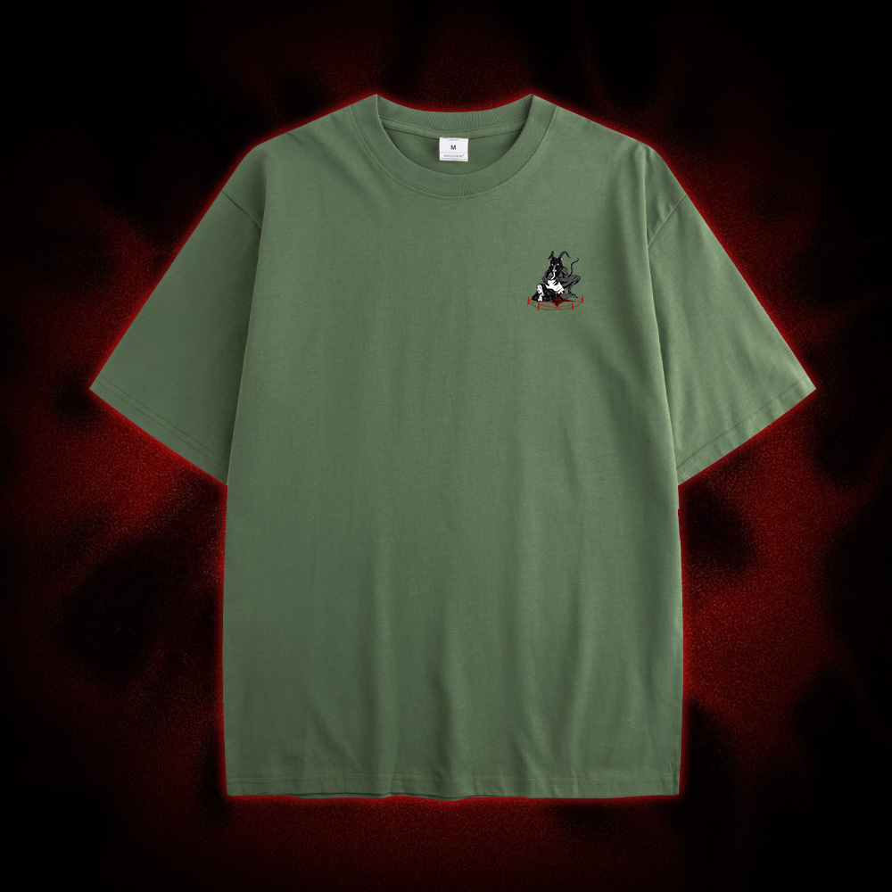 Dark Gothic Demonic Ritual Double Sided Print Washed Tshirt