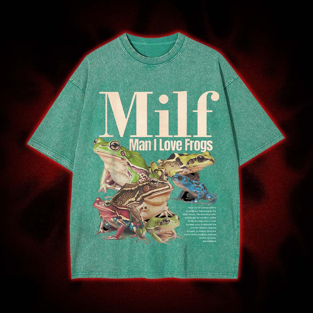 Man I Love Frogs Washed Tshirt
