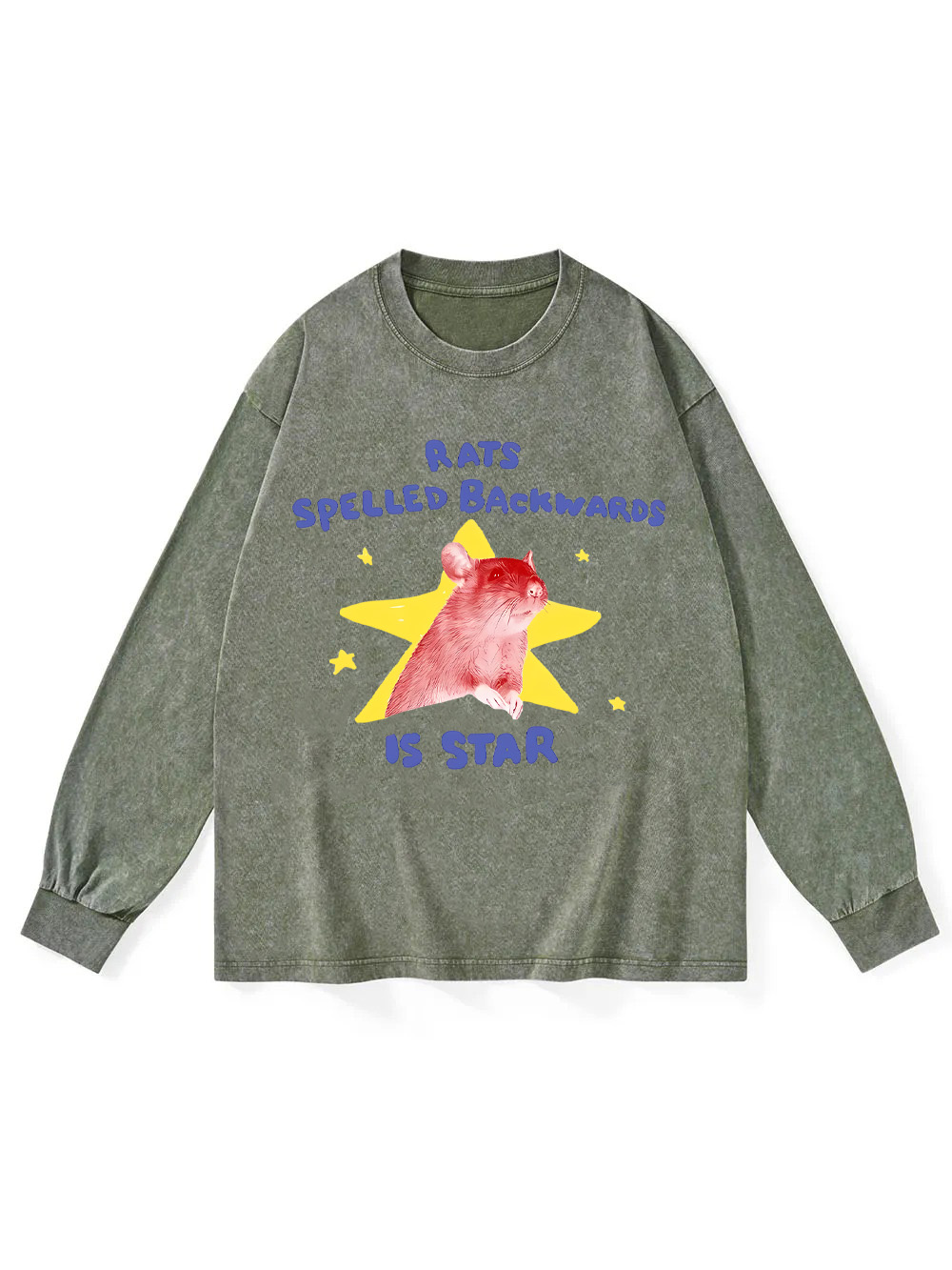 Rats Spelled Backwards Is Star Washed Long-Sleeve Tshirt