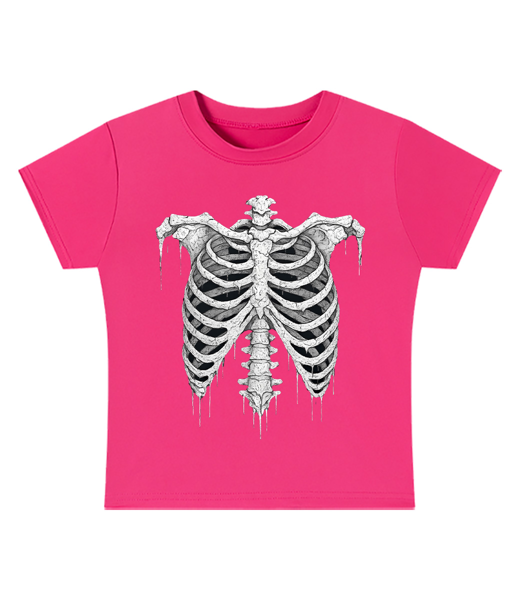 Dripping Skeleton Ribs Y2K Baby Tee