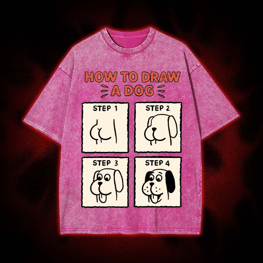 How to Draw a Dog Washed Tshirt