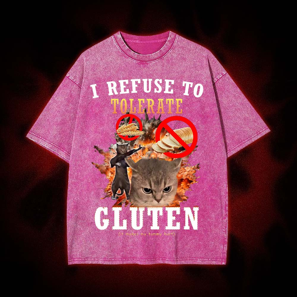 Angry Cats Against Gluten Washed Tshirt