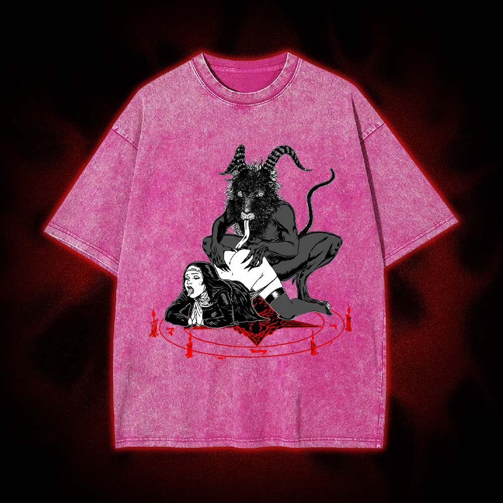 Dark Gothic Demonic Ritual Washed Tshirt