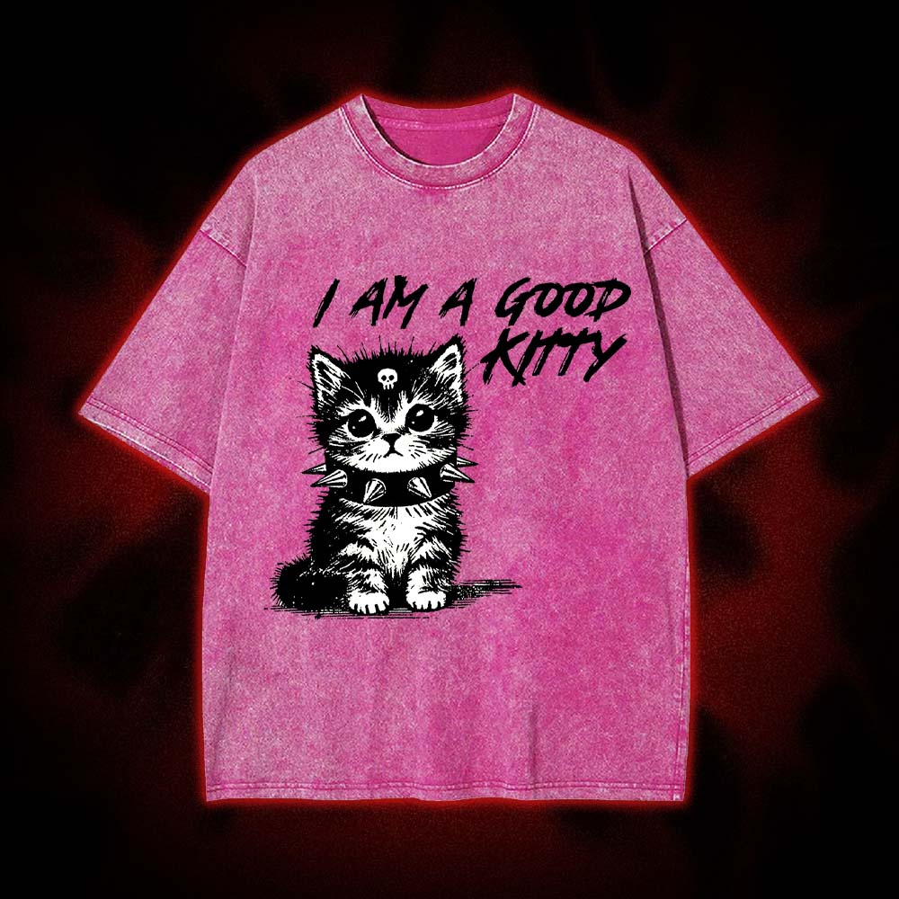 I Am a Good Kitty Washed Tshirt