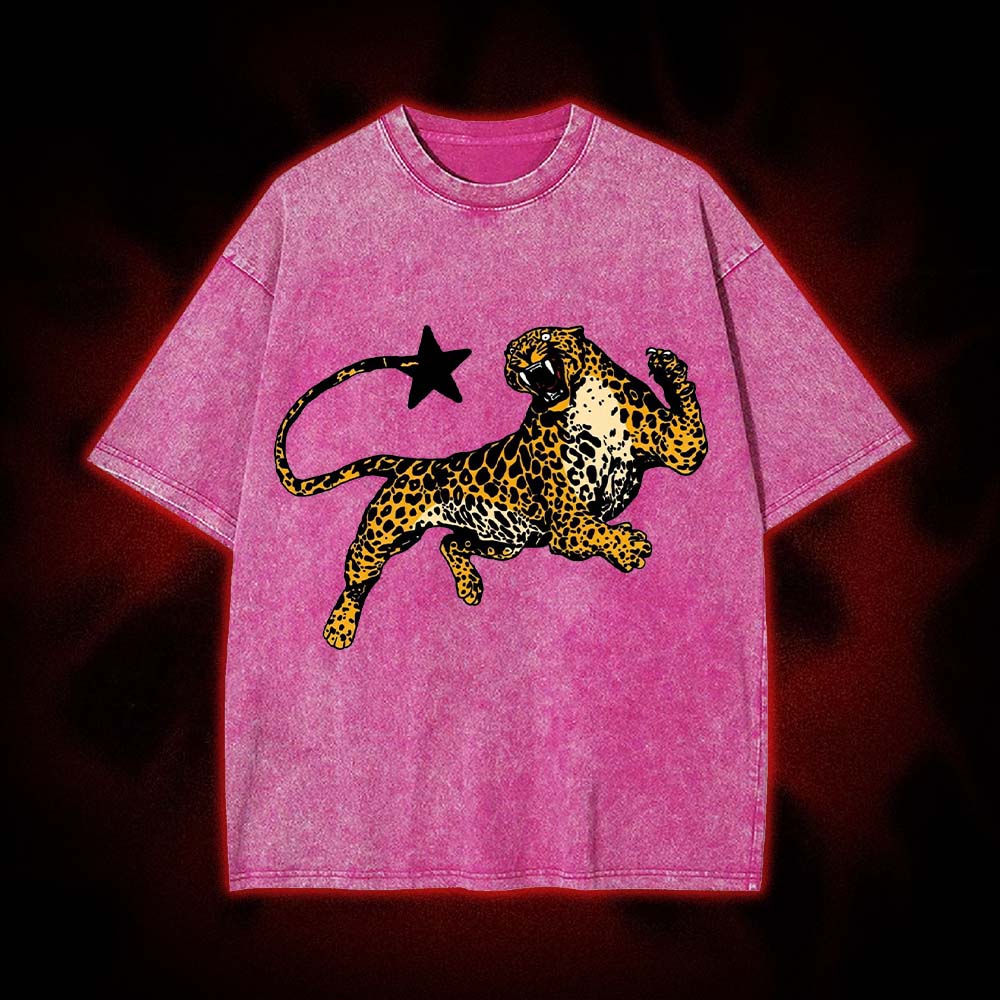 Roaring Leopard's Stellar Leap Washed Tshirt