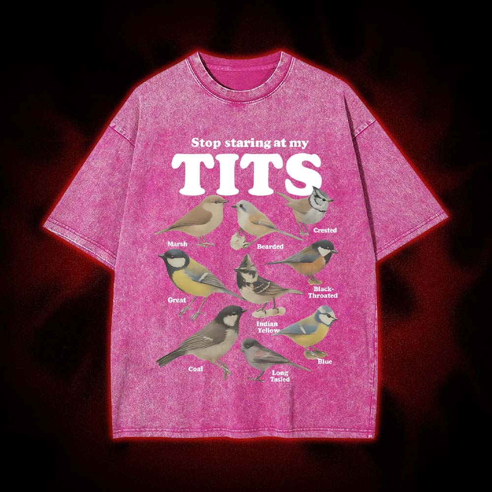 Stop Staring At My Tits Washed Tshirt