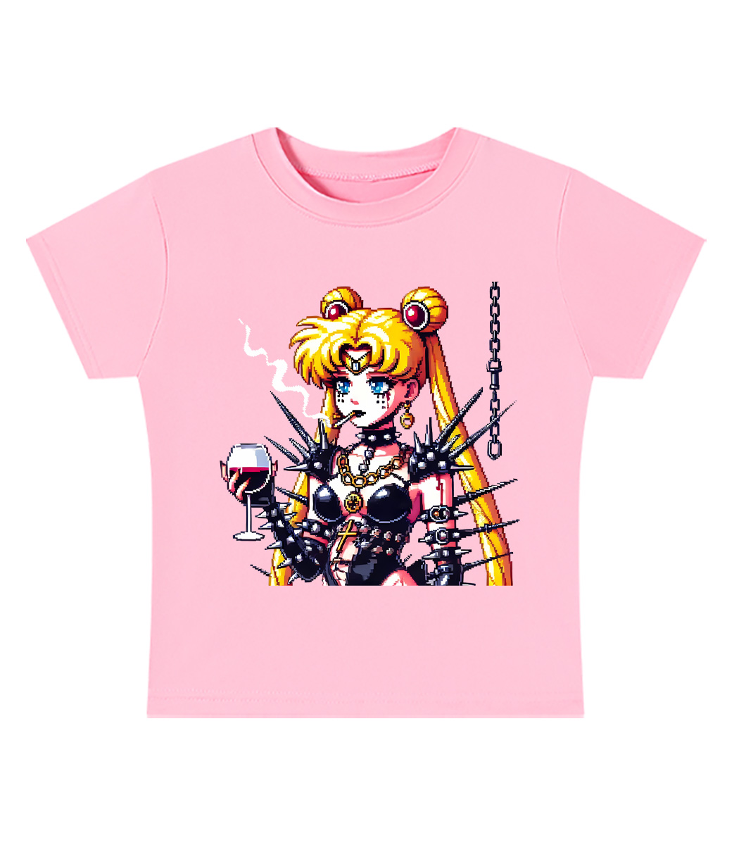 Gothic Moon Rebellion Y2K Baby Tee