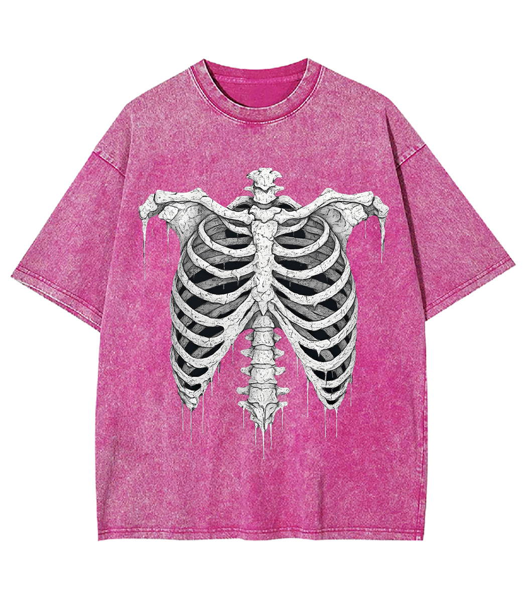 Dripping Skeleton Ribs Y2K Washed Tee