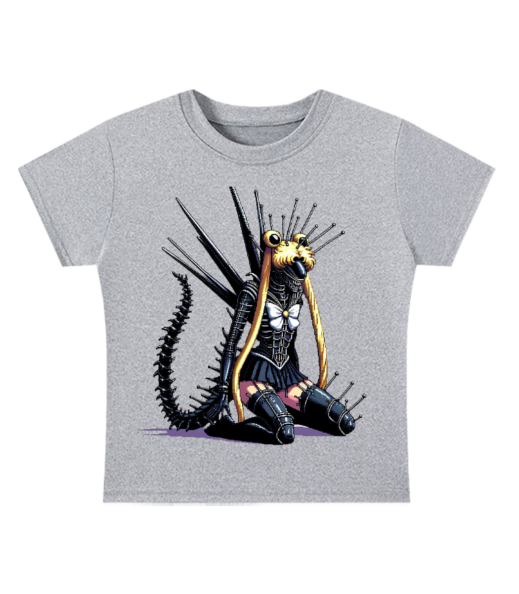 Mecha Siren of the Void Y2K Baby Tee