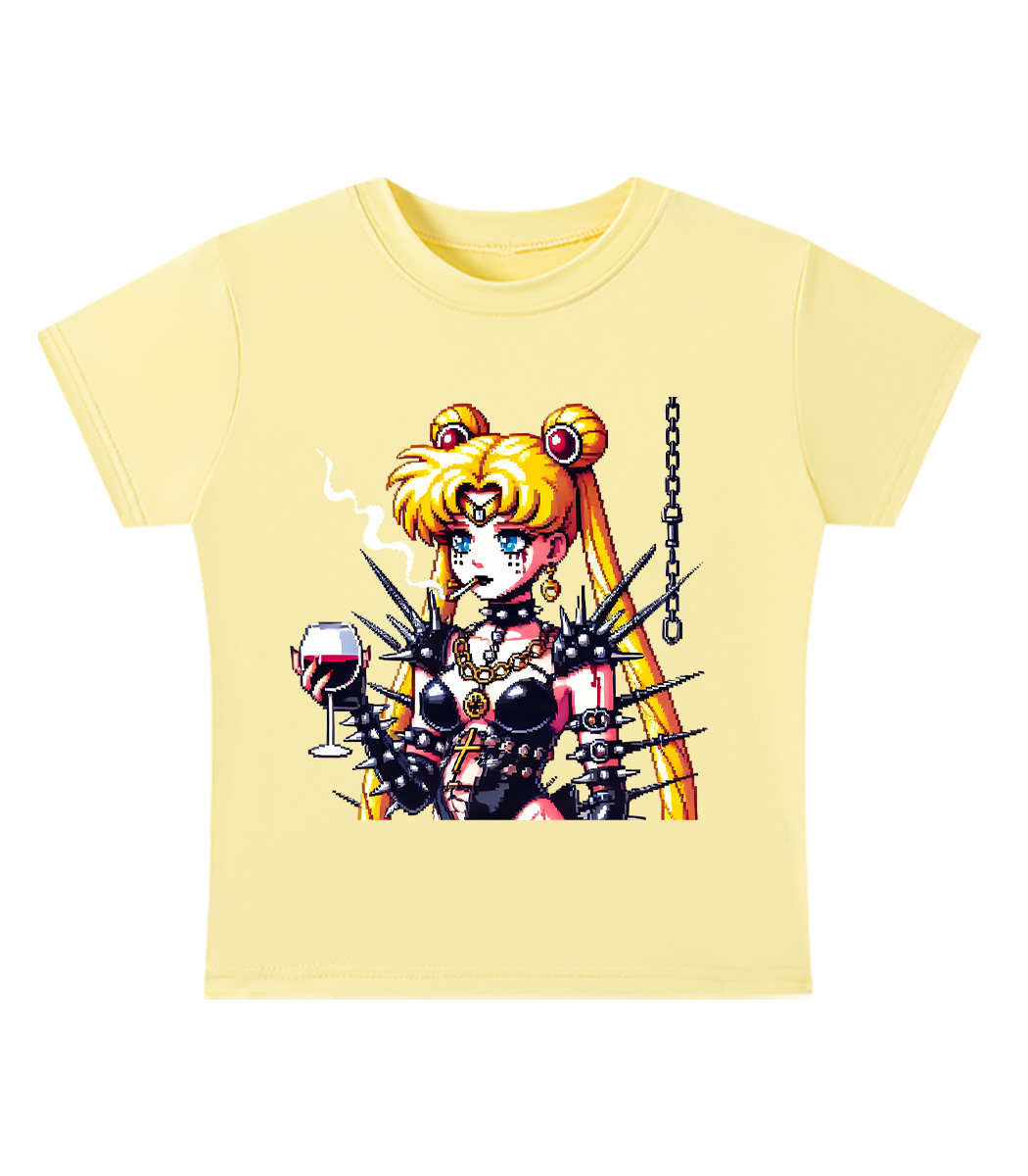 Gothic Moon Rebellion Y2K Baby Tee