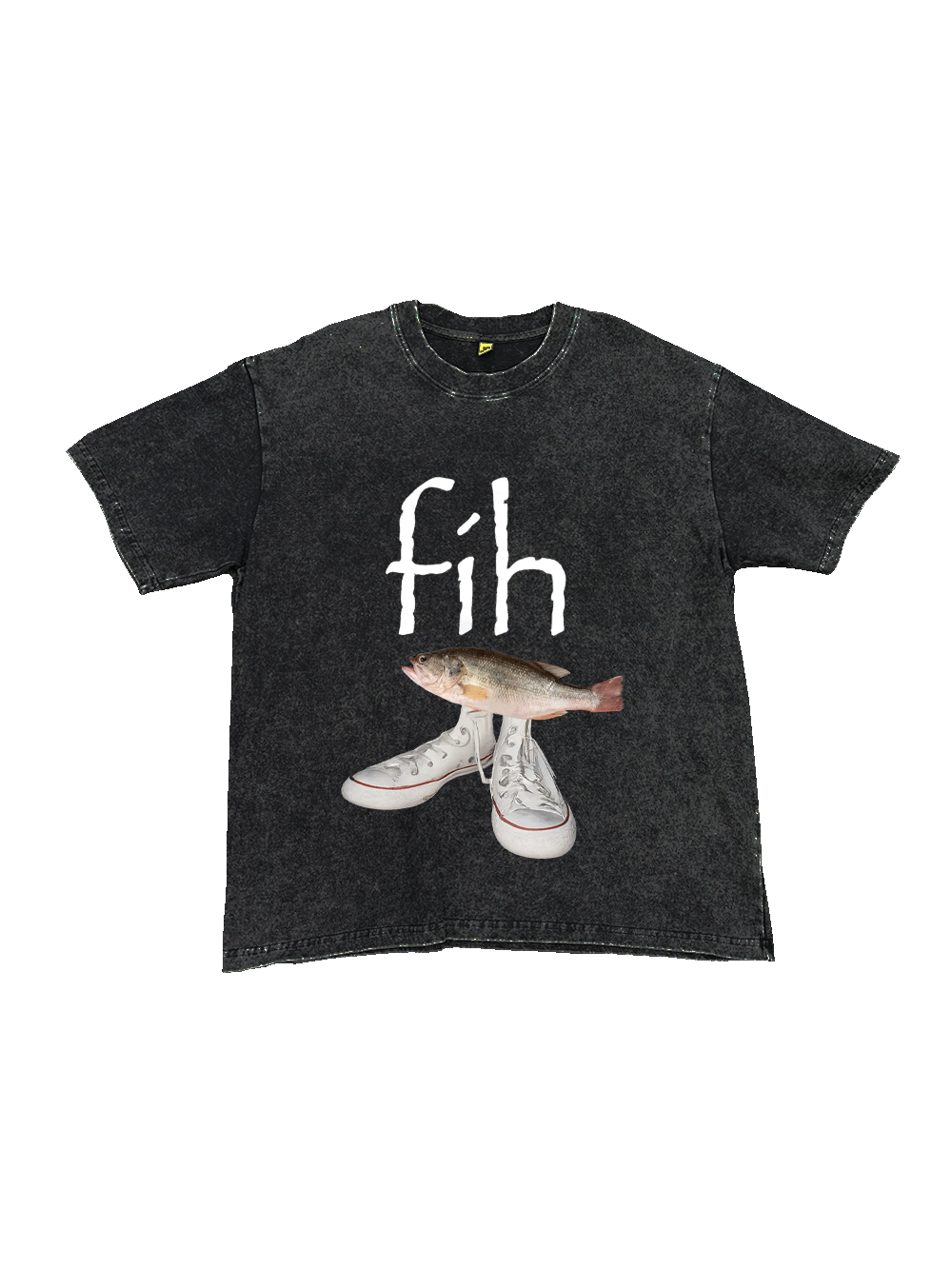 "Fih" Funny Misspelled Fish Meme Washed Tshirt
