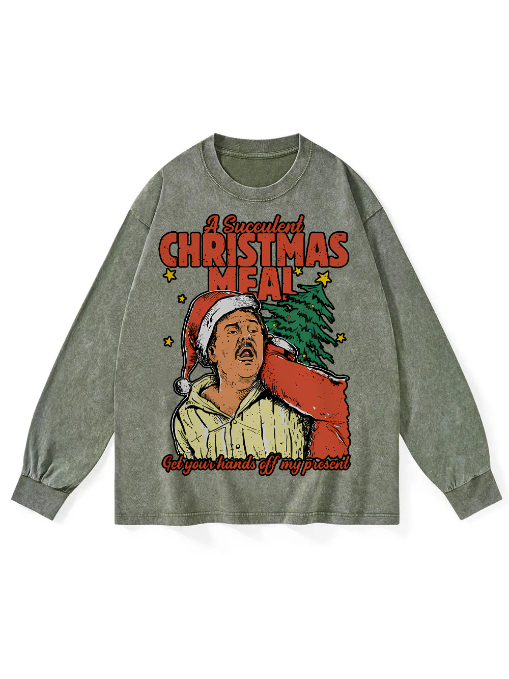 Christmas Vibes Washed Long-Sleeve Tshirt