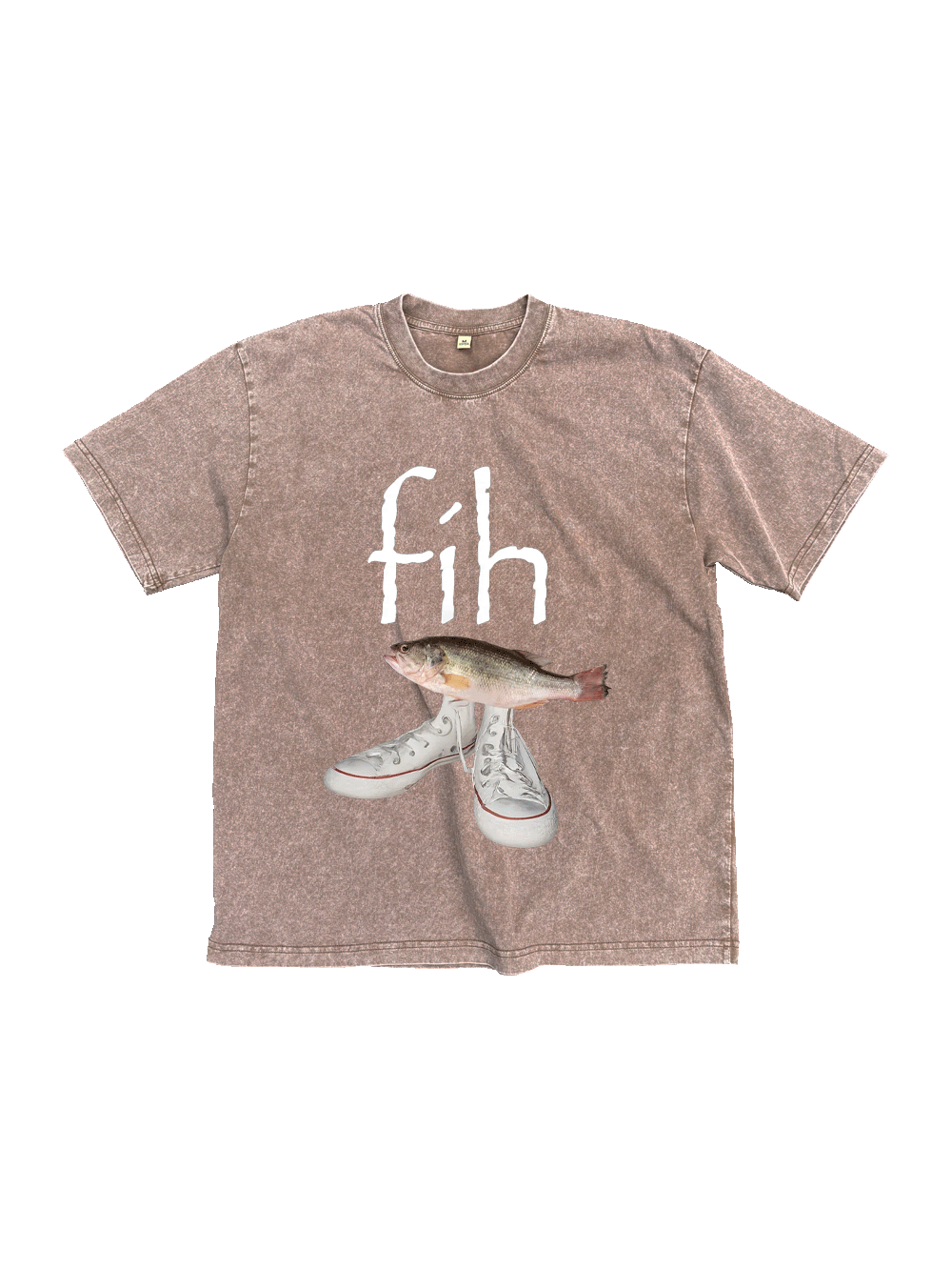 "Fih" Funny Misspelled Fish Meme Washed Tshirt