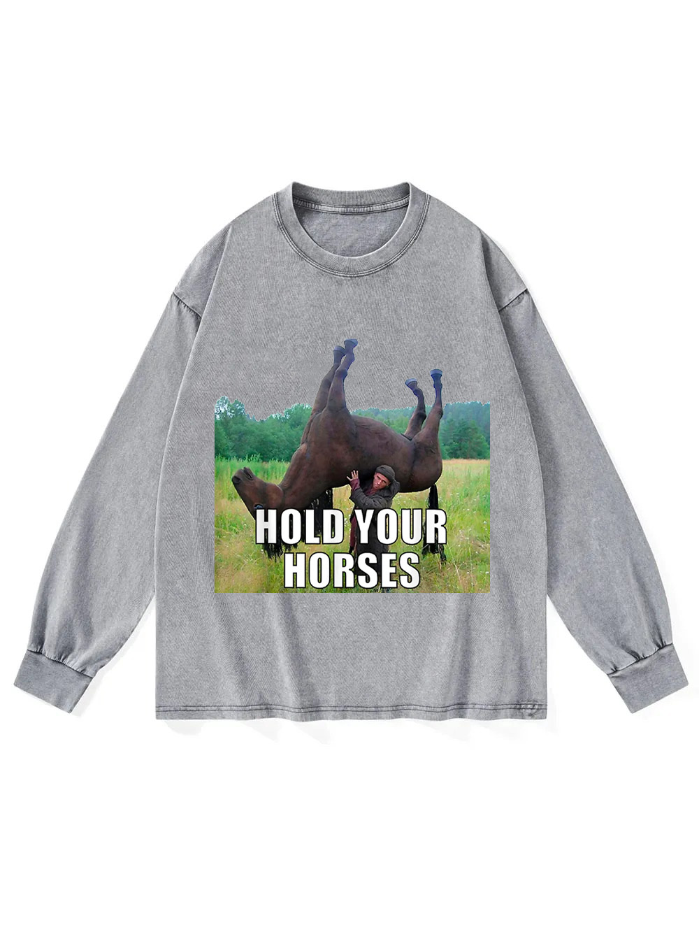 Hold Your Horses Washed Long-Sleeve Tshirt