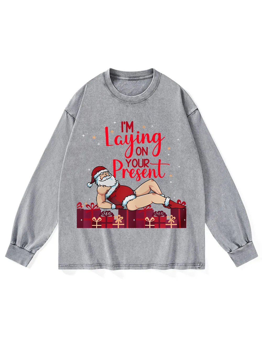 I'm Laying On Your Present Washed Long-Sleeve Tshirt