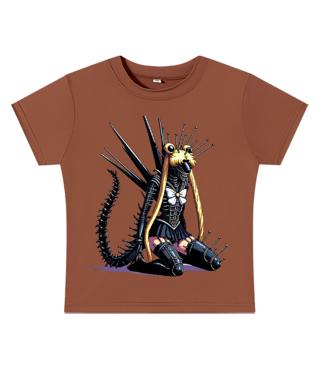 Mecha Siren of the Void Y2K Baby Tee