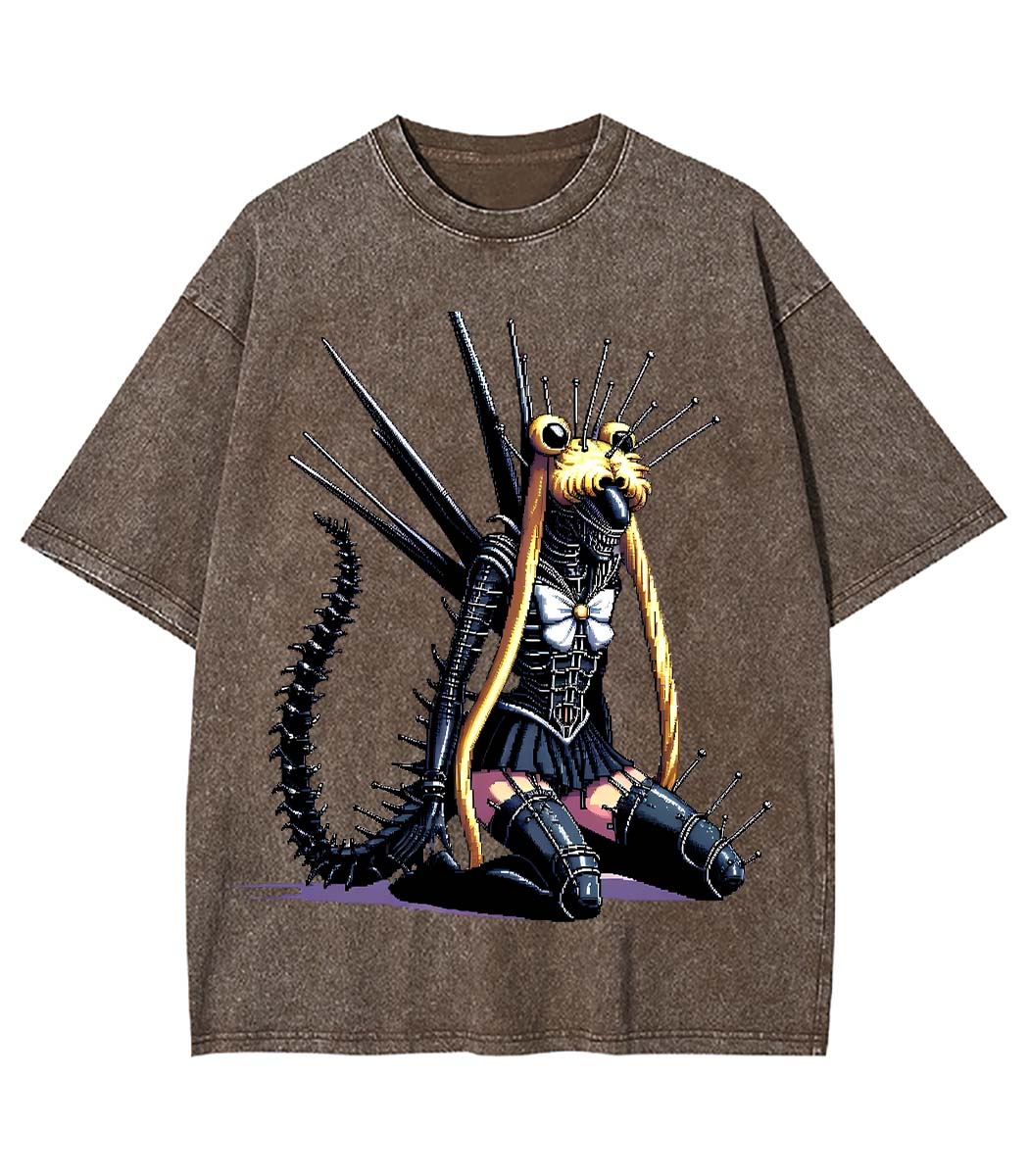Mecha Siren of the Void Y2K Washed Tee