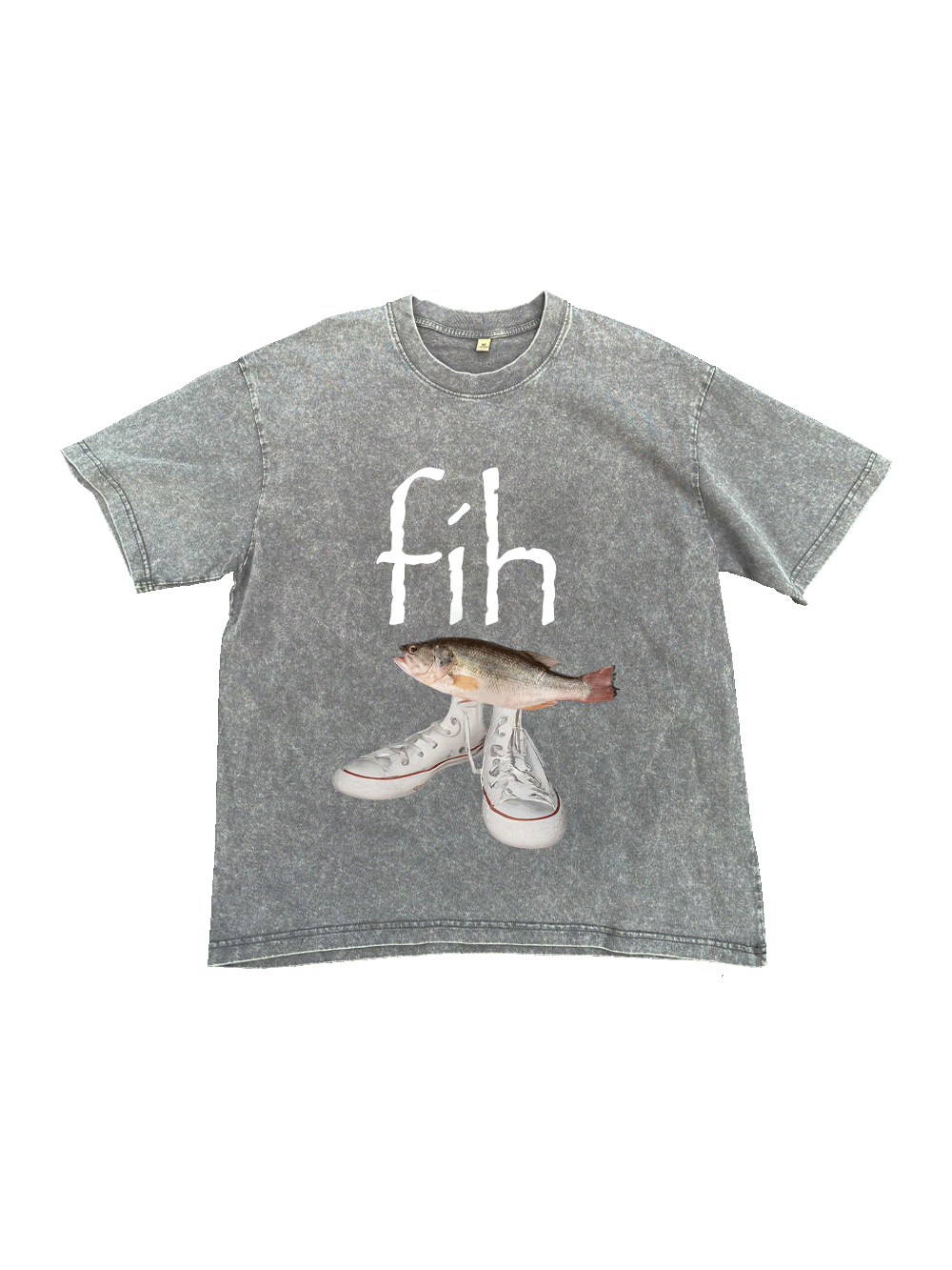 "Fih" Funny Misspelled Fish Meme Washed Tshirt