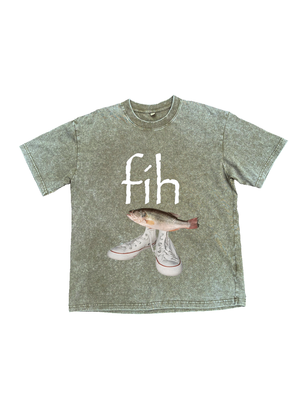 "Fih" Funny Misspelled Fish Meme Washed Tshirt