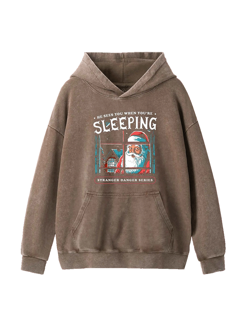 He Sees You When You're Sleeping Washed Hoodie