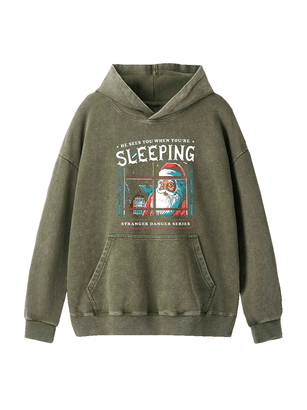He Sees You When You're Sleeping Washed Hoodie
