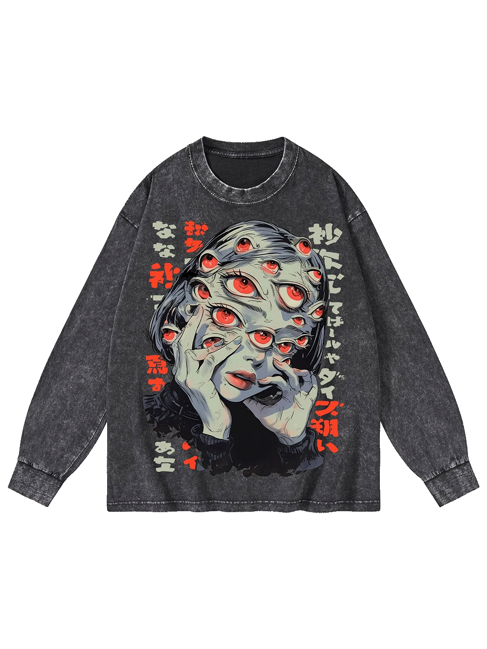 Thousand Eyes Gaze Washed Long-Sleeve Tshirt