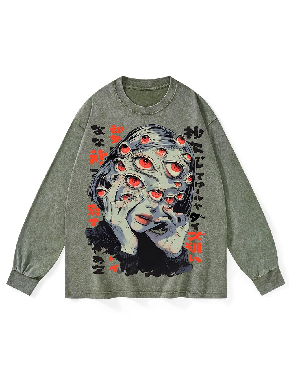 Thousand Eyes Gaze Washed Long-Sleeve Tshirt