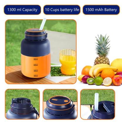 Protable Juicer 40.5oz,USB Rechargeable Juice Blender Cup,Multifunctional juicer machines with 34 Blades for Smoothies Liquid Diet,Summer Essentials