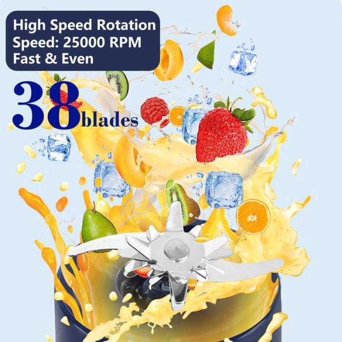 Protable Juicer 40.5oz,USB Rechargeable Juice Blender Cup,Multifunctional juicer machines with 34 Blades for Smoothies Liquid Diet,Summer Essentials
