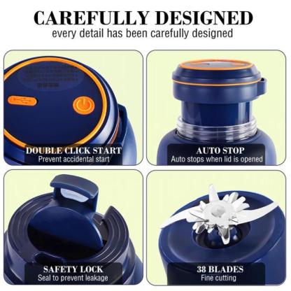 Protable Juicer 40.5oz,USB Rechargeable Juice Blender Cup,Multifunctional juicer machines with 34 Blades for Smoothies Liquid Diet,Summer Essentials