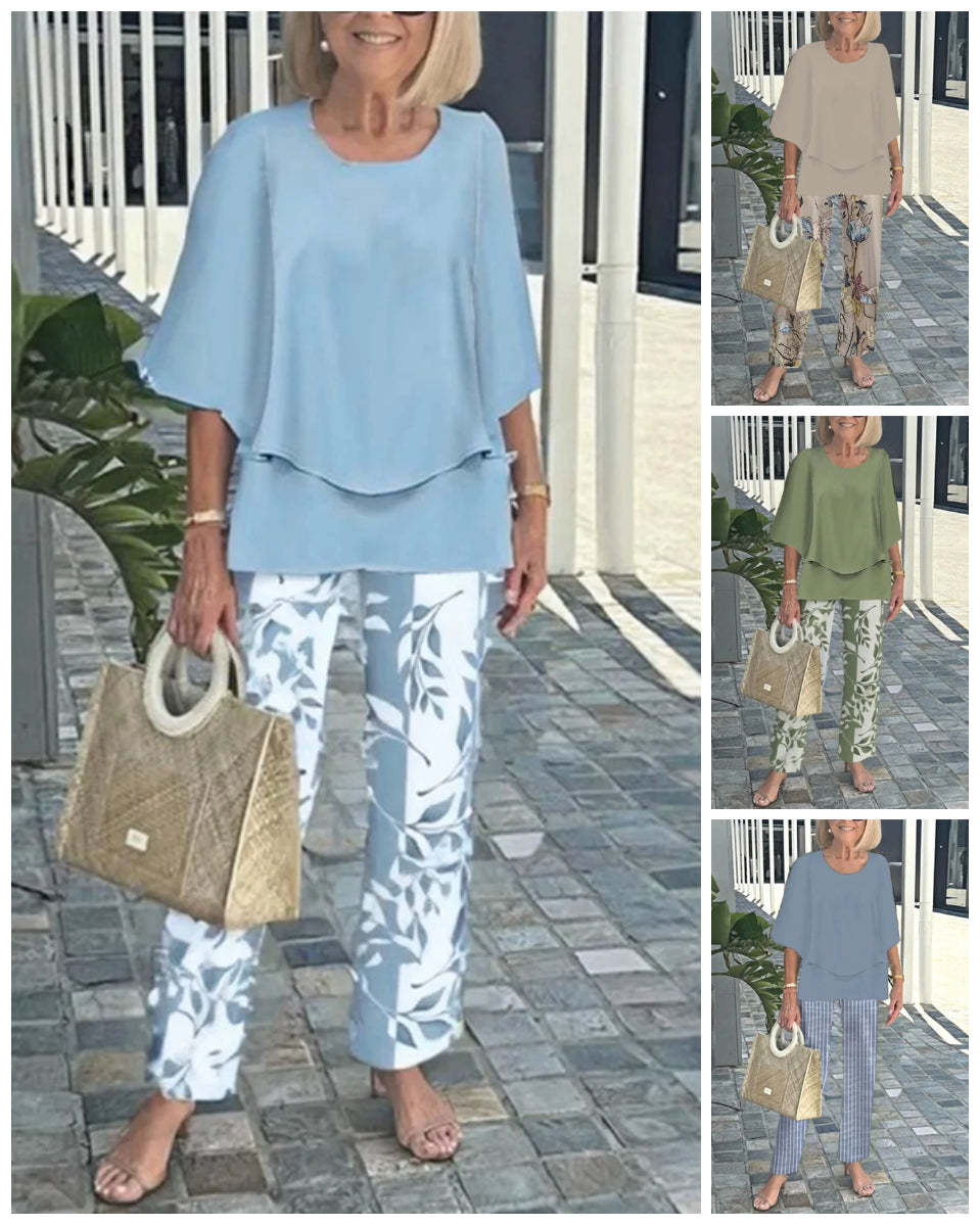 💝Damskie spodnie i top z nadrukiem pod szyją