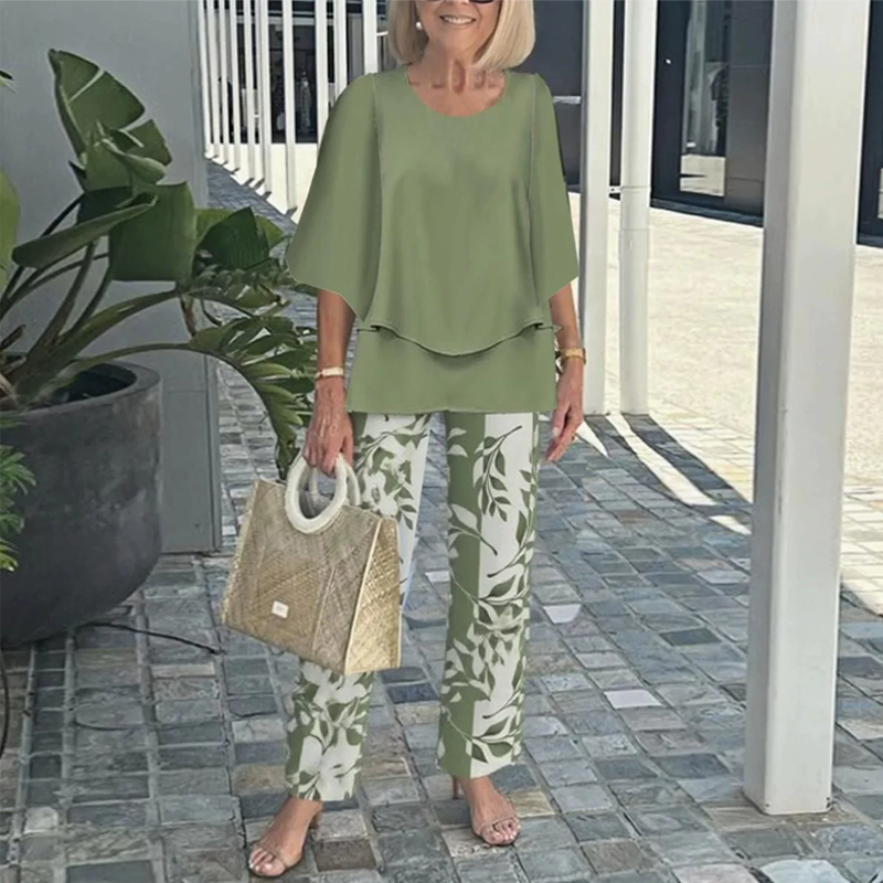 💝Damskie spodnie i top z nadrukiem pod szyją