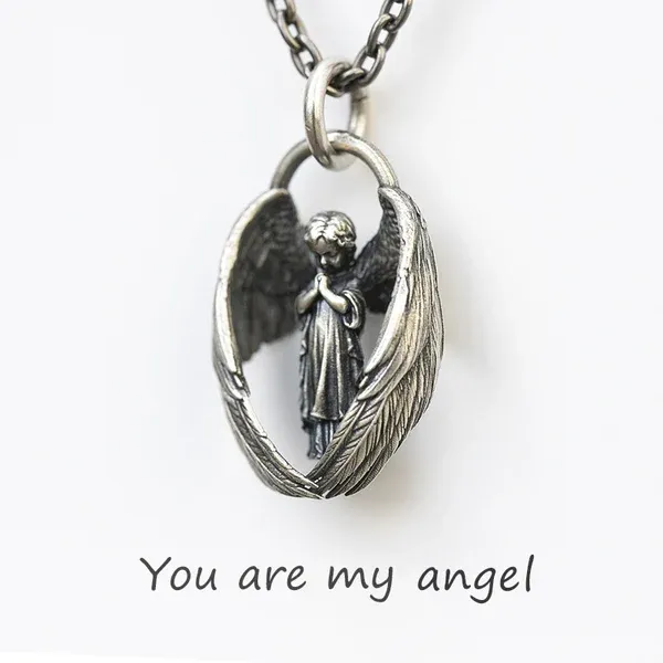 🔥 49% OFF🔥 - Colar com pingente de anjo orando - Você é meu anjo