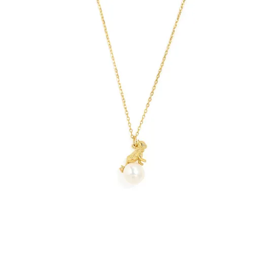 💞Colar de gato em ouro maciço 14K, colar de pérolas de ouro para mulheres, colar com pingente requintado