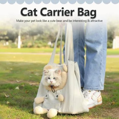 🔥Promoção com 49% de desconto🔥HD Bolsa de ombro para cães e gatos Bolsa de mão para transporte de gatos ao ar livre em forma de urso fofo, suprimentos portáteis para animais de estimação