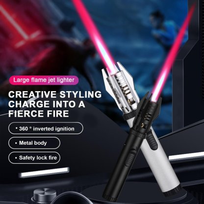 💥💥(FRETE GRATUITO) - Isqueiro de chama de sabre de luz à prova de vento 360°