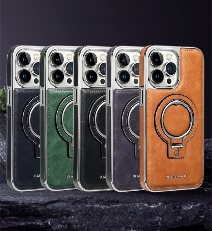 Business Grade Leather Magnetic Stand Phone Case for iPhone