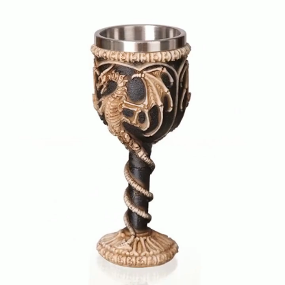 Wholesale Gift Resin Skull Goblet – Creative 3D Wolf-Head Stainless-Steel Stem Cup