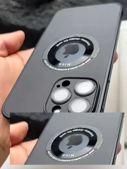 Metal frame with spring clips and magnetic attachment for iPhone lens protection case