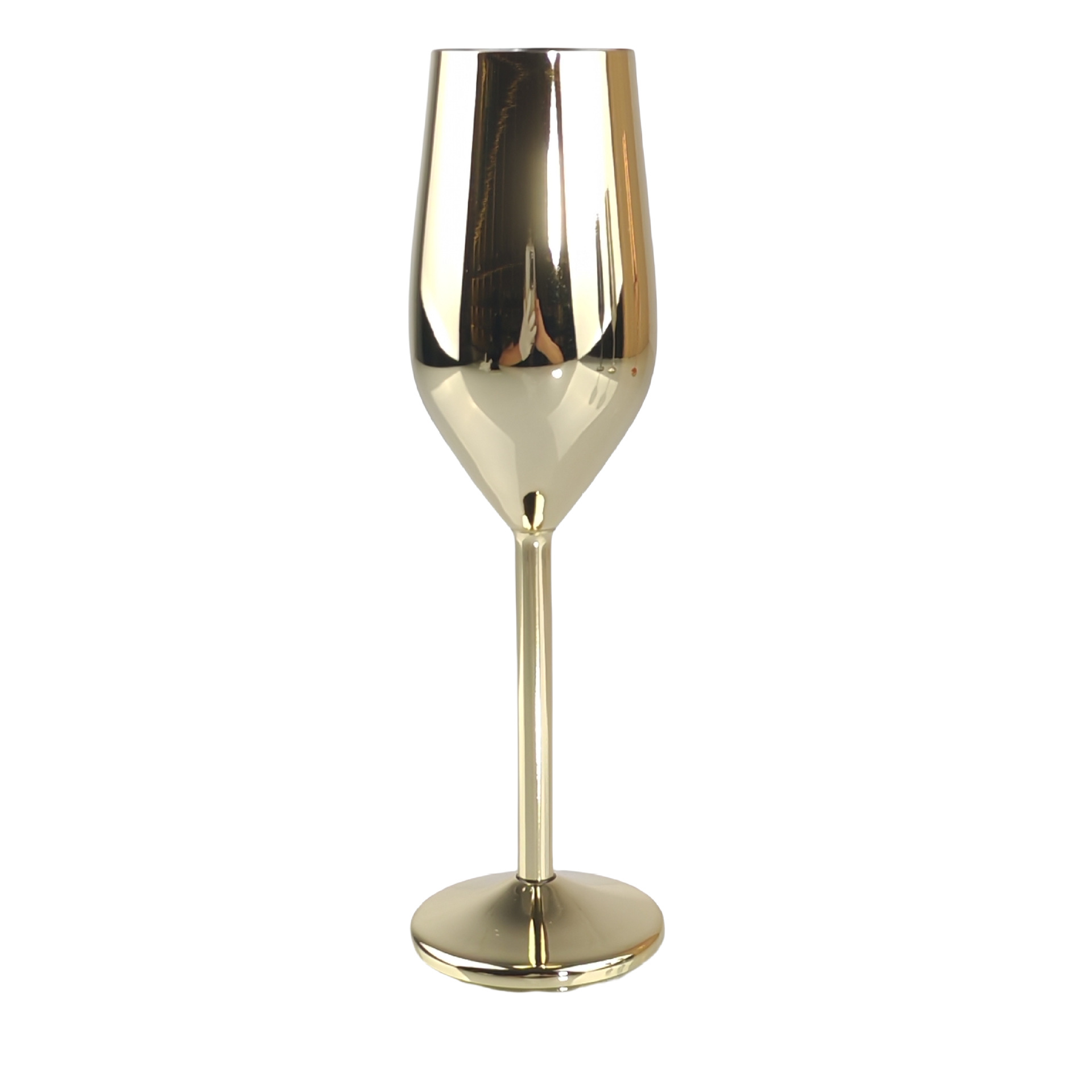 Cross-border 304 stainless steel champagne flutes, goblet-style, drum-shaped, shatter-resistant red wine glasses for home use—premium metal cocktail goblets.