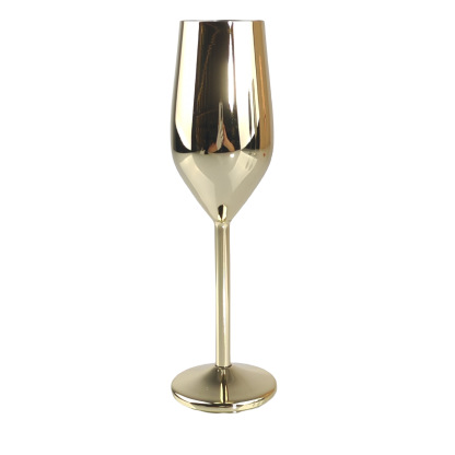 Cross-border 304 stainless steel champagne flutes, goblet-style, drum-shaped, shatter-resistant red wine glasses for home use—premium metal cocktail goblets.