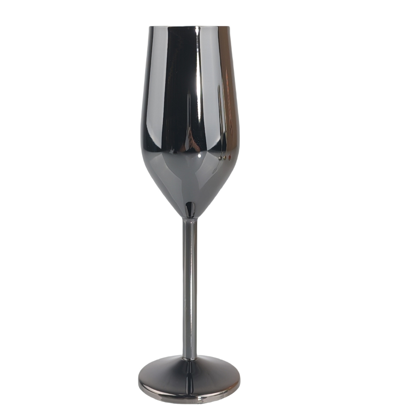 Cross-border 304 stainless steel champagne flutes, goblet-style, drum-shaped, shatter-resistant red wine glasses for home use—premium metal cocktail goblets.