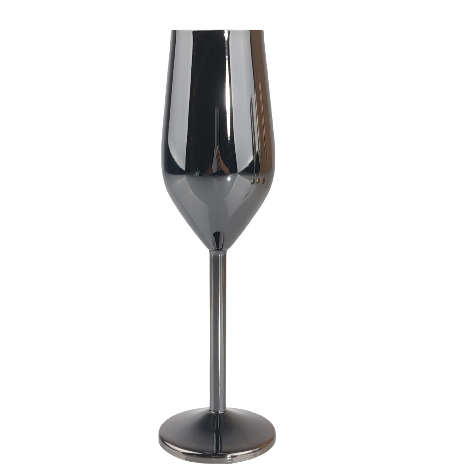 Cross-border 304 stainless steel champagne flutes, goblet-style, drum-shaped, shatter-resistant red wine glasses for home use—premium metal cocktail goblets.