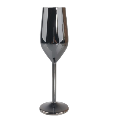 Cross-border 304 stainless steel champagne flutes, goblet-style, drum-shaped, shatter-resistant red wine glasses for home use—premium metal cocktail goblets.
